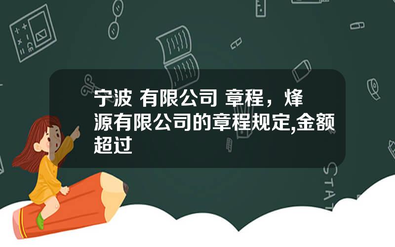 宁波 有限公司 章程，烽源有限公司的章程规定,金额超过